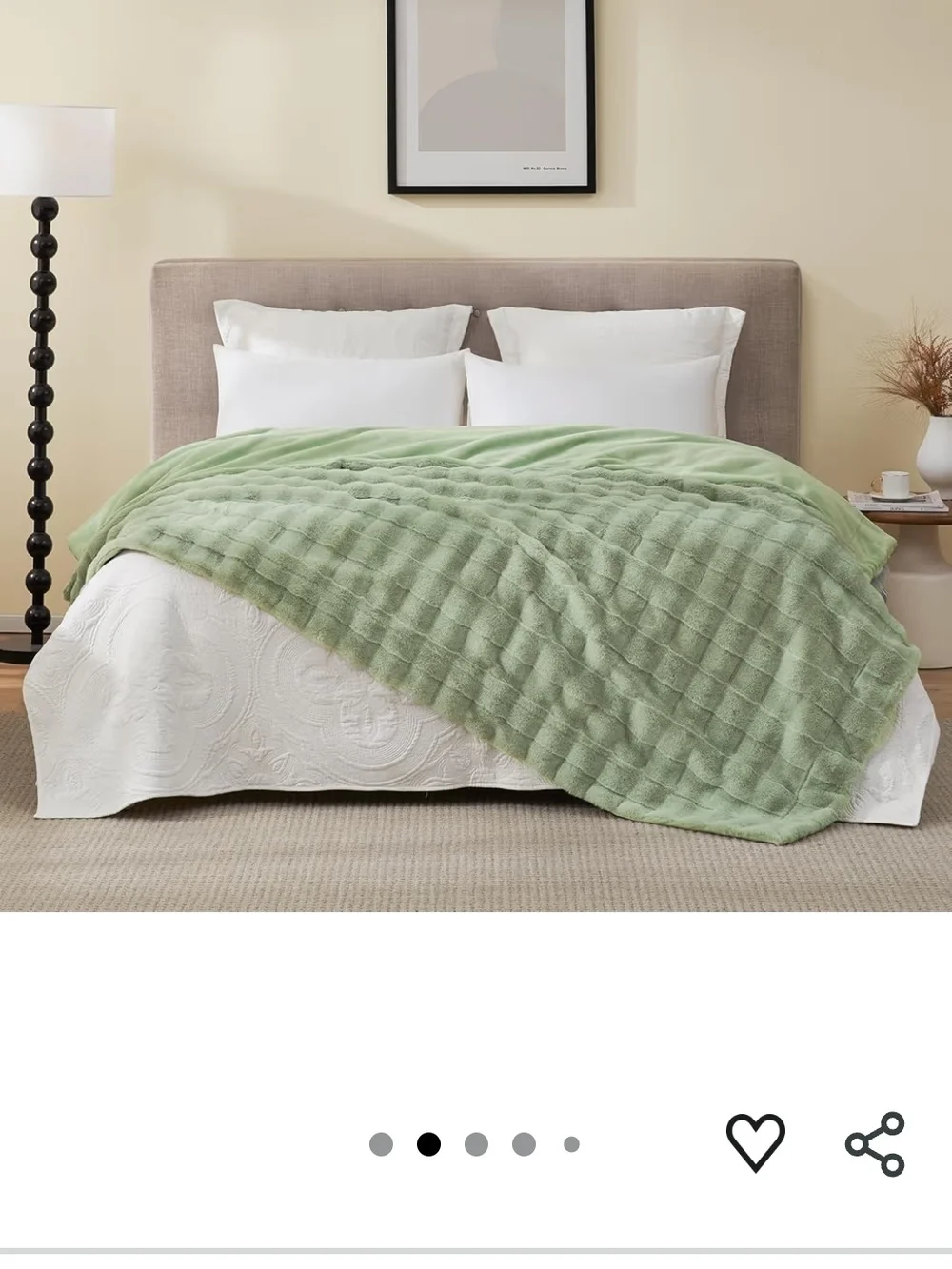 Faux Fur Throw Blanket in Sage Green by
